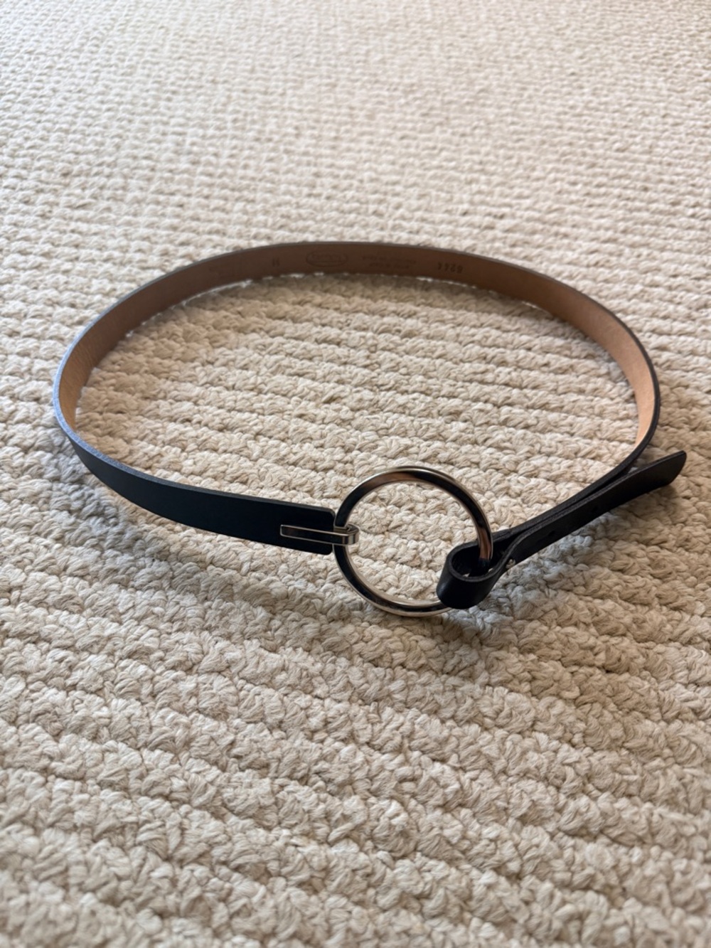 Talbots Minimal Leather O-Ring Waist Belt - Black